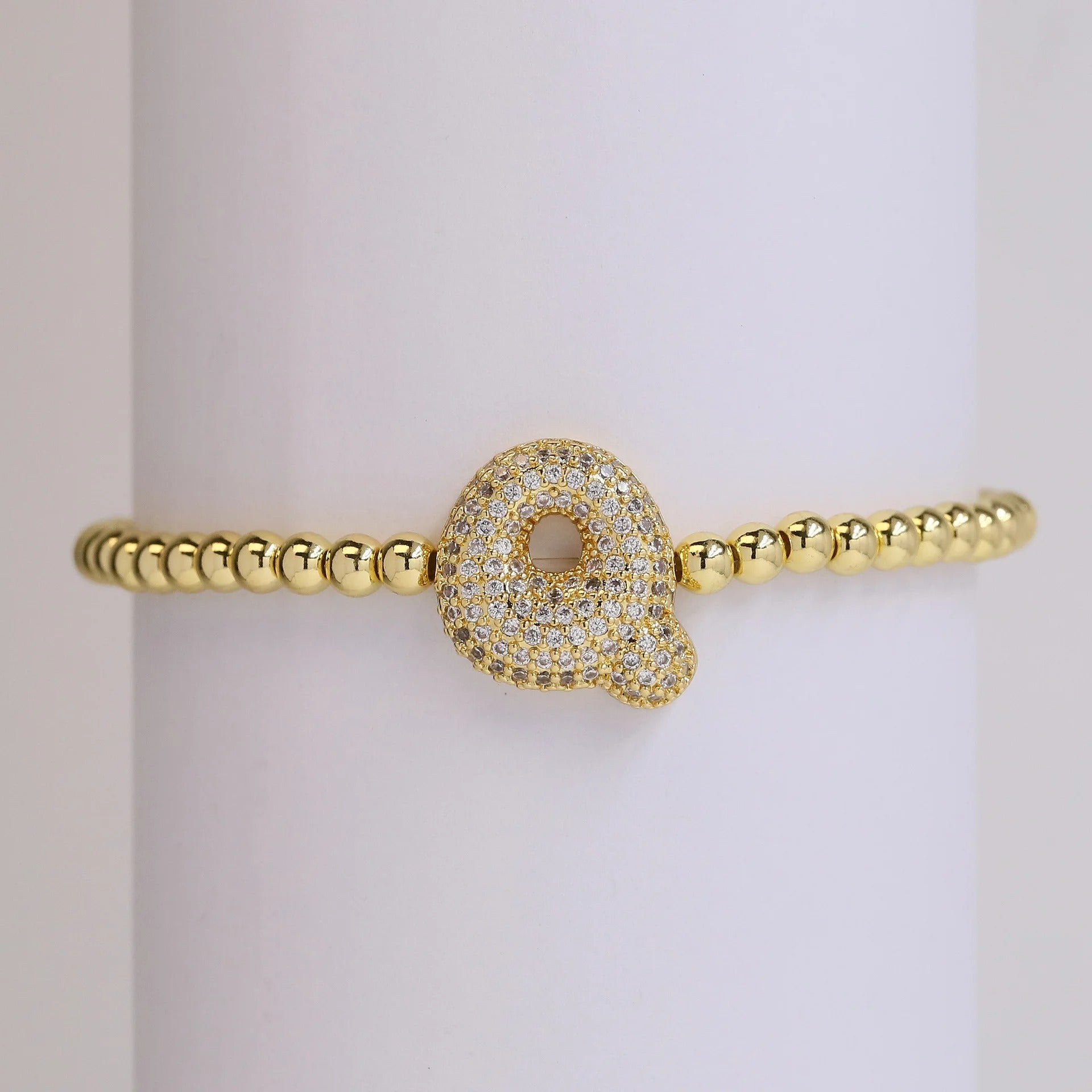 Beaded Bubble Initial Bracelet