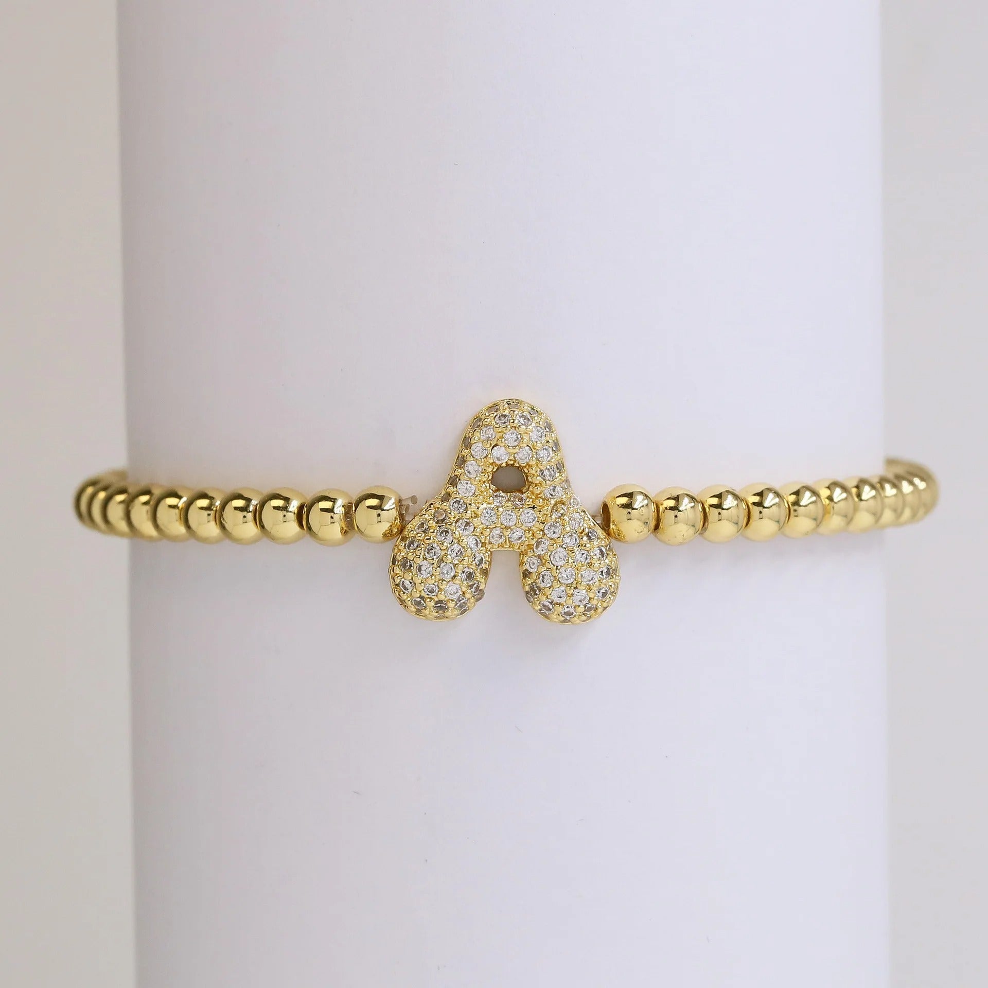 Beaded Bubble Initial Bracelet