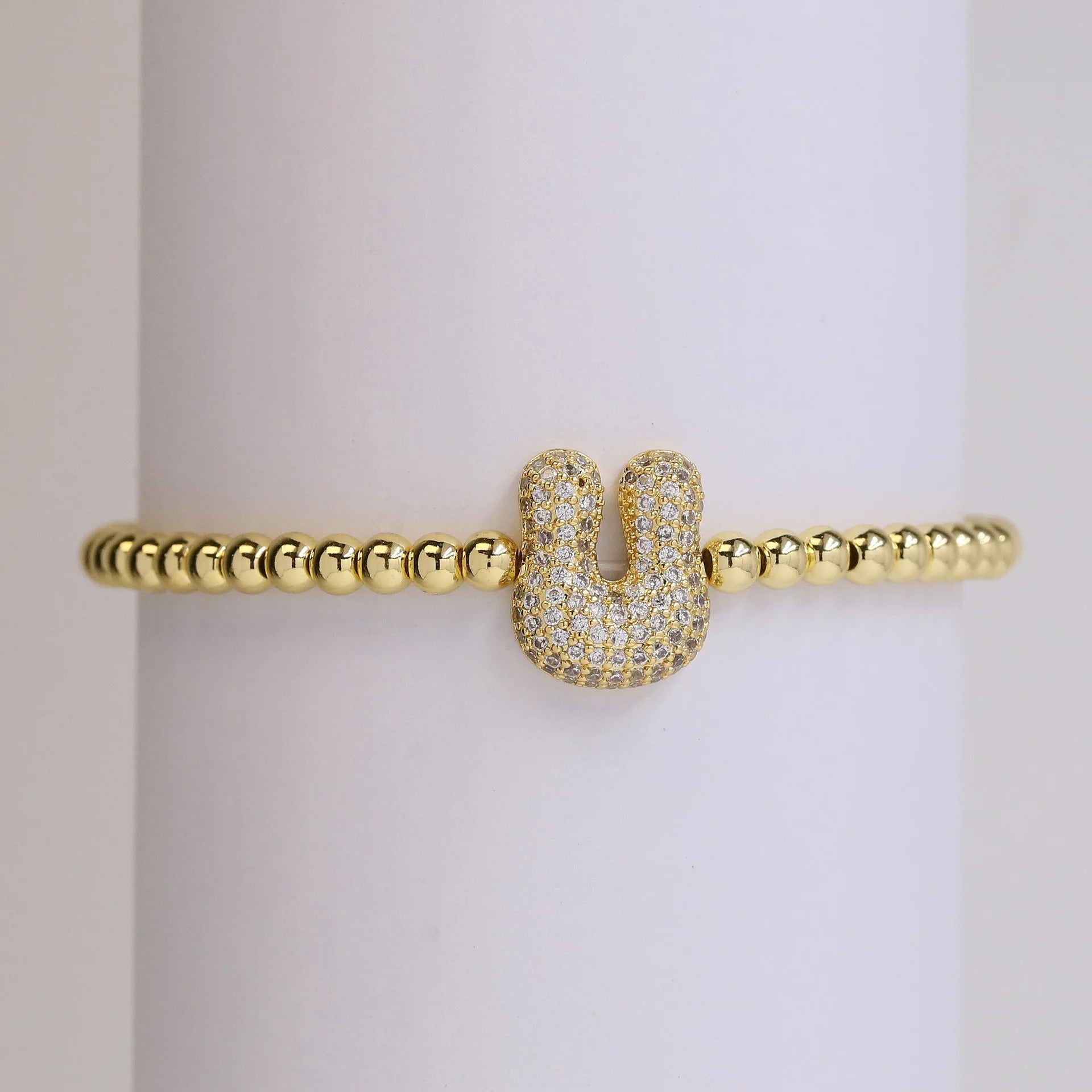 Beaded Bubble Initial Bracelet