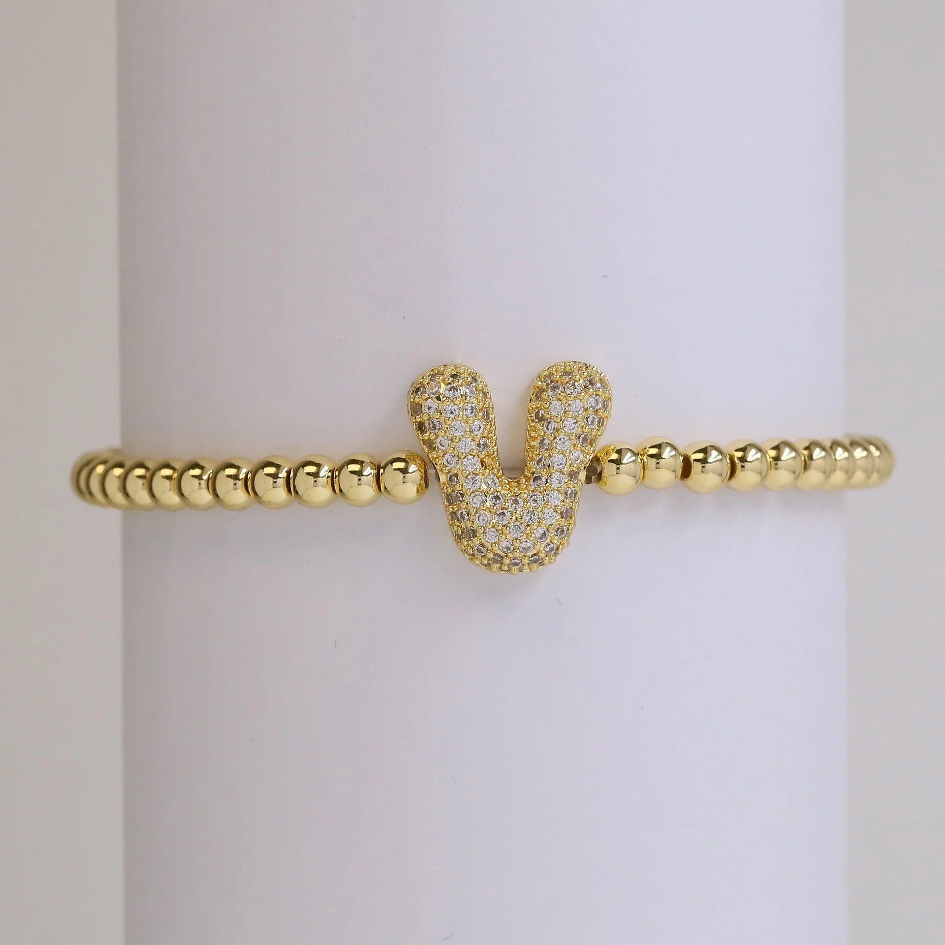 Beaded Bubble Initial Bracelet