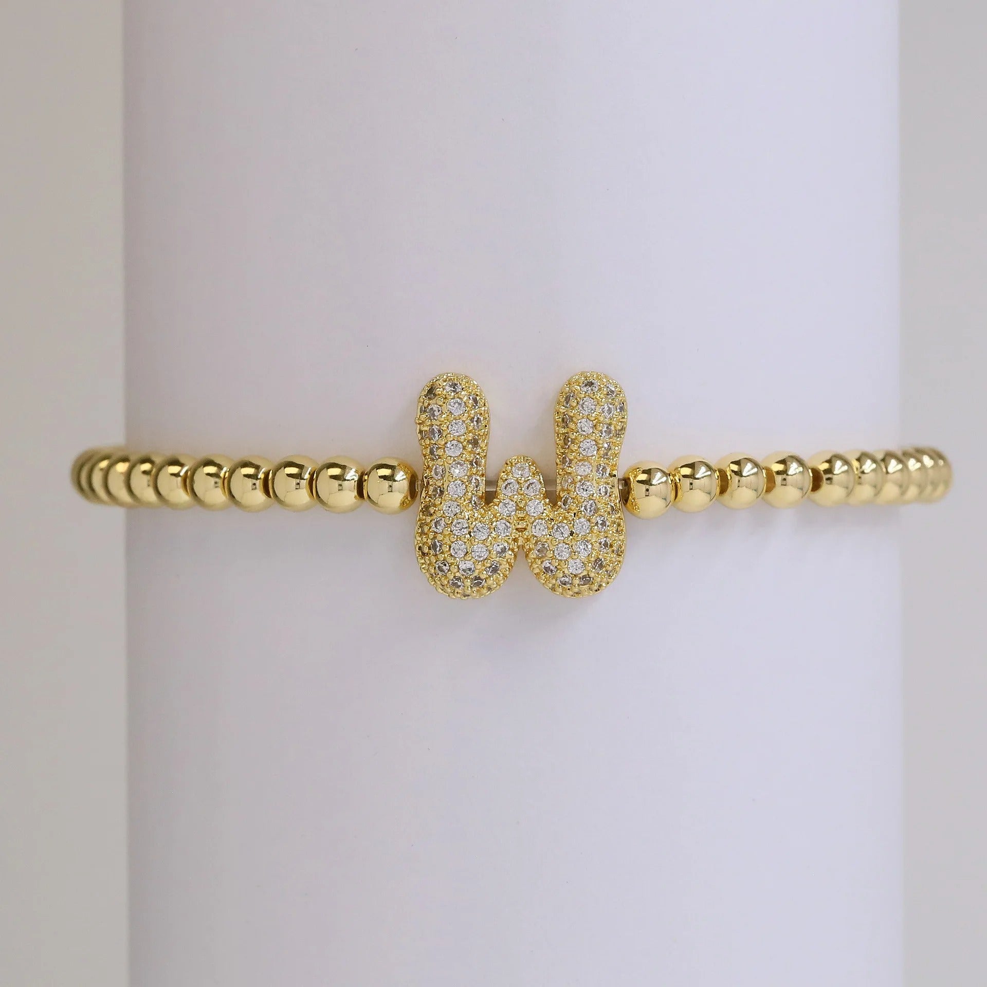 Beaded Bubble Initial Bracelet