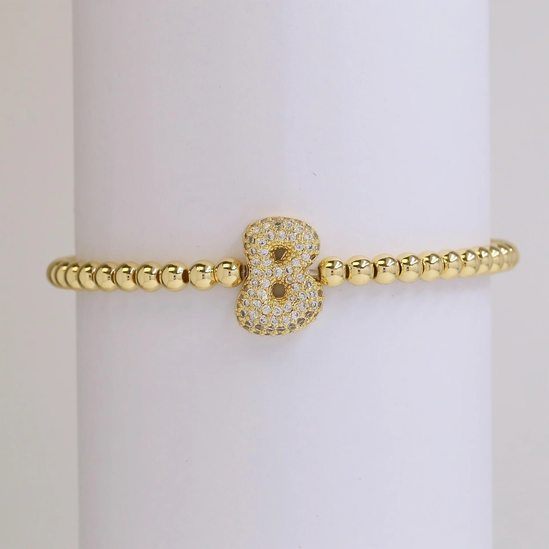 Beaded Bubble Initial Bracelet