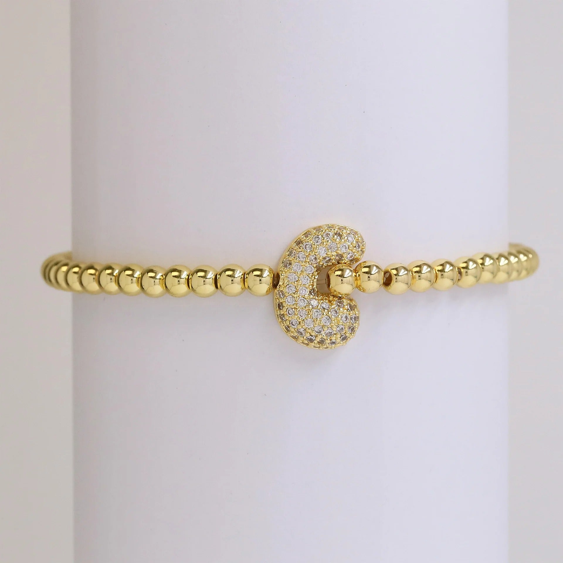 Beaded Bubble Initial Bracelet