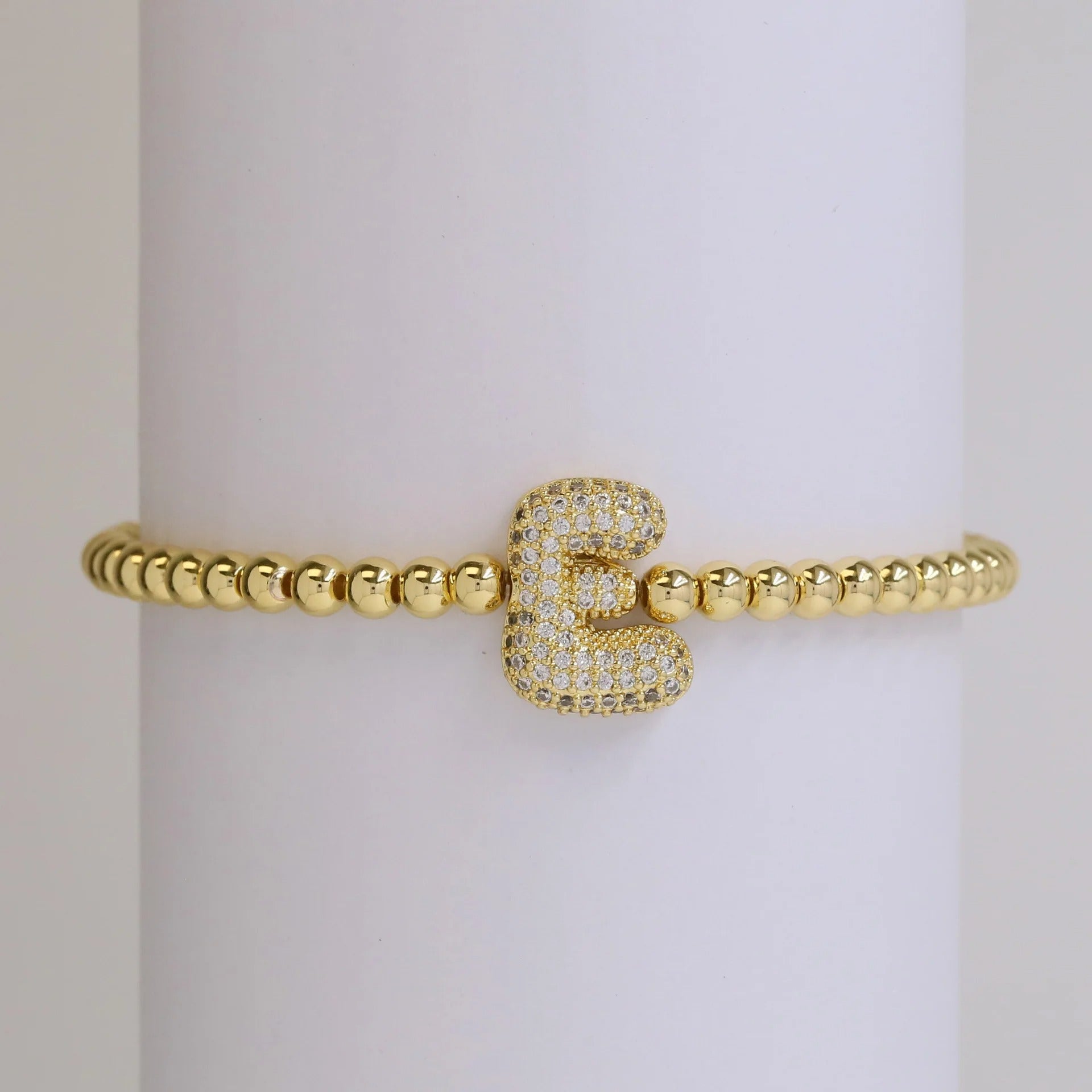 Beaded Bubble Initial Bracelet