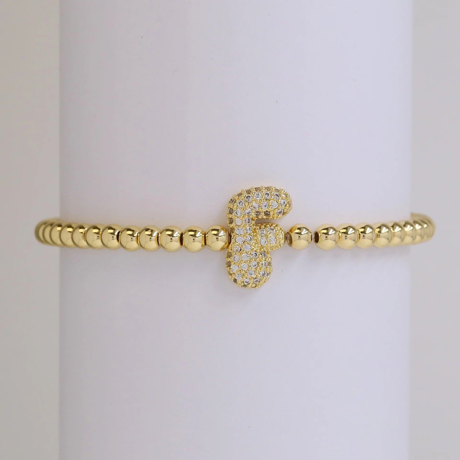 Beaded Bubble Initial Bracelet