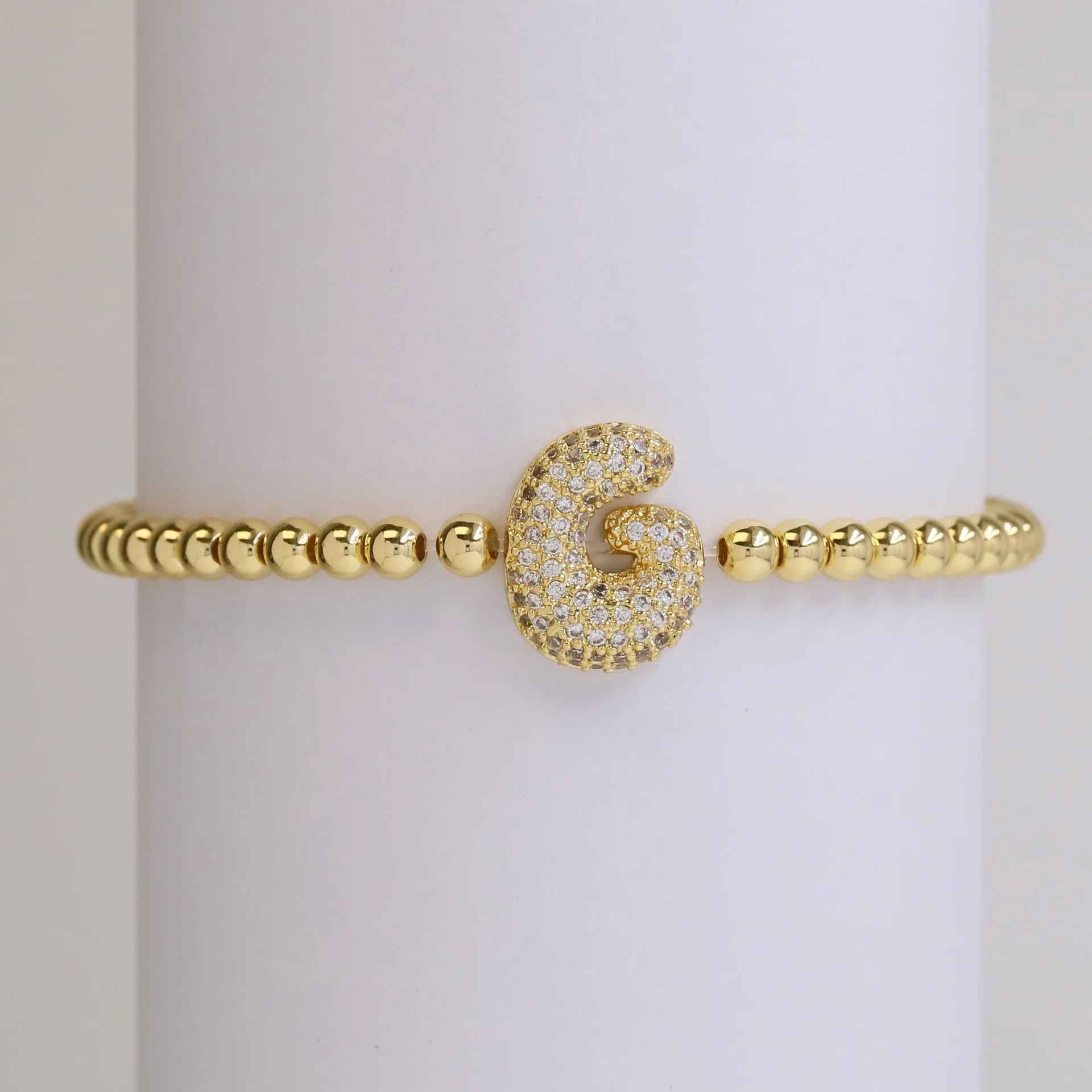 Beaded Bubble Initial Bracelet