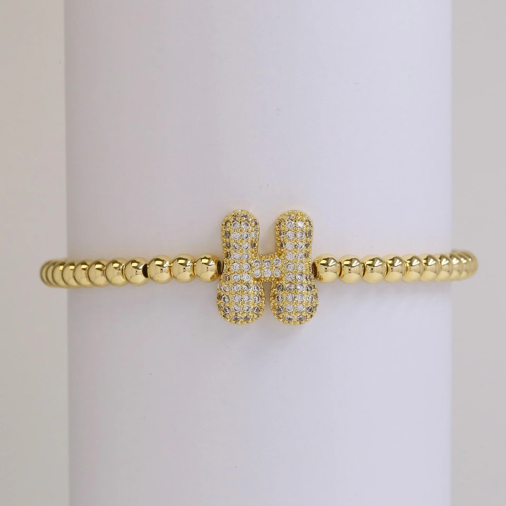 Beaded Bubble Initial Bracelet