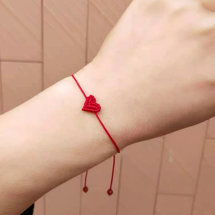 2 PCS Adjustable Woven Heart Bracelet