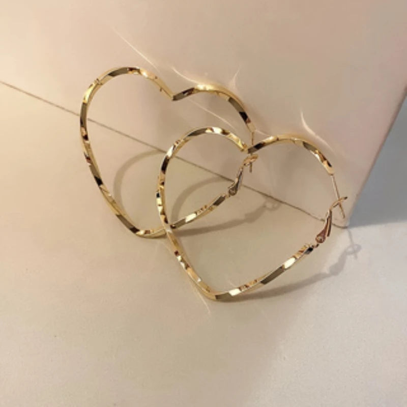 Exaggerated Heart Hoop Earrings