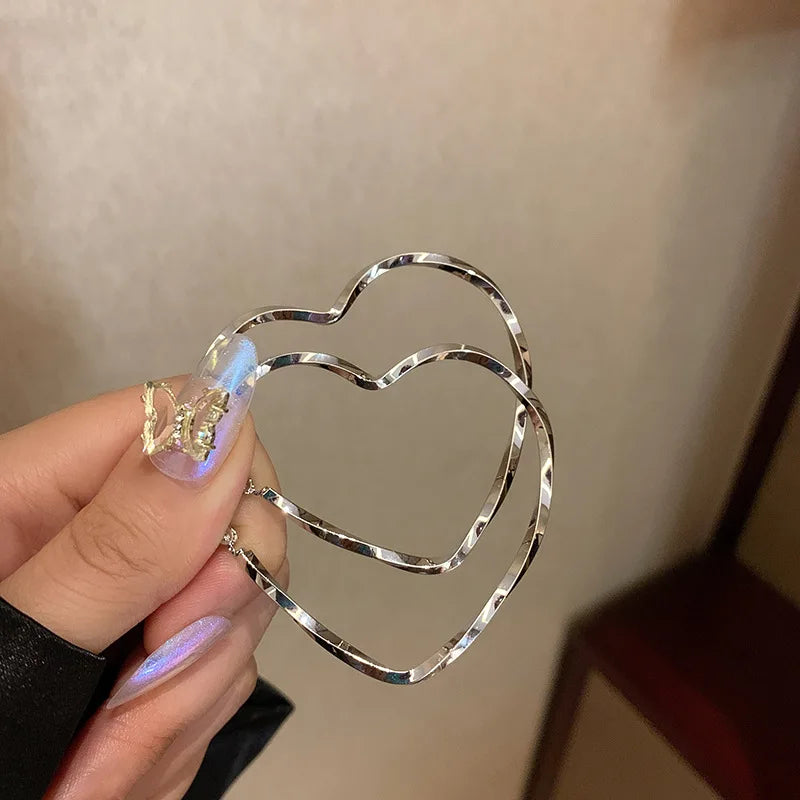Exaggerated Heart Hoop Earrings