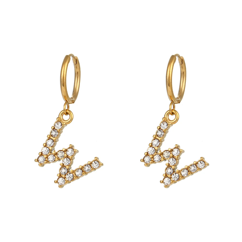 Crystal Letter Hoop Earrings